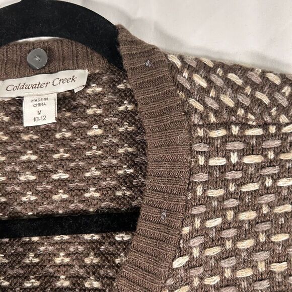 Coldwater Creek Wool Blend Cardigan Women's Medium Brown Button Up Long Sleeve - Picture 5 of 9
